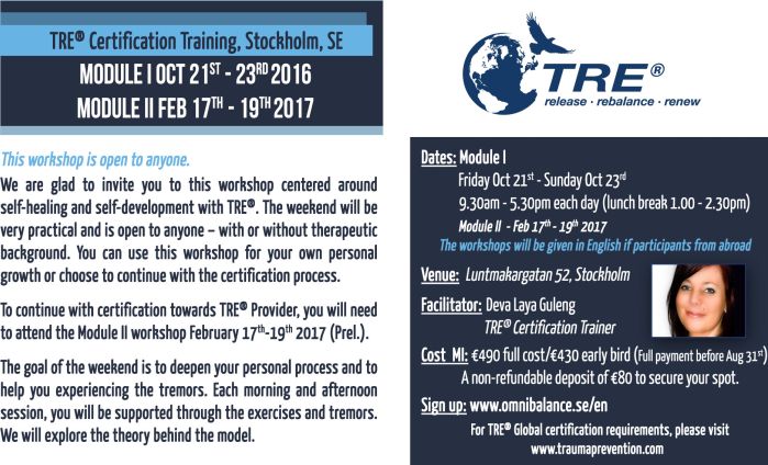 Stockholm, Sweden - TRE® Certification Training - Module I(open to anyone) / (optional MII in Feb 2017) 