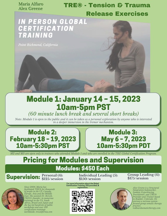 In-person TRE® Global Certification Training Module 1 with Maria Alfaro and Alex Greene - Point Richmond (Bay Area), California